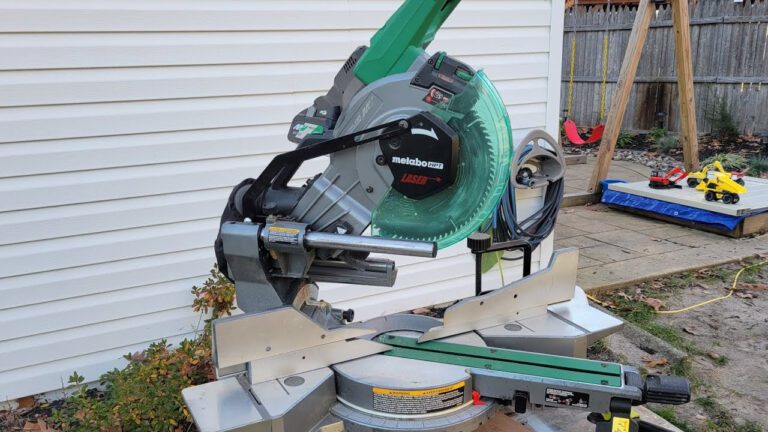 metabo miter saw at work site