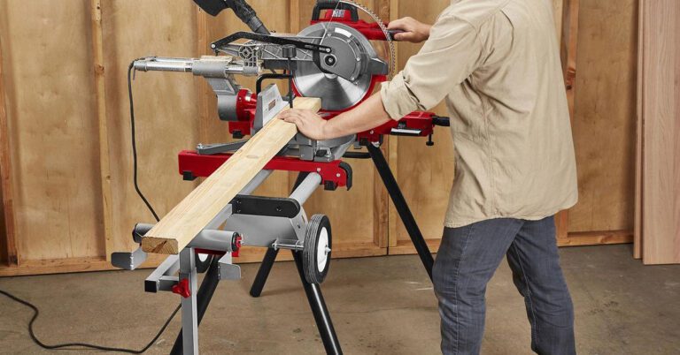 miter saw stand in use