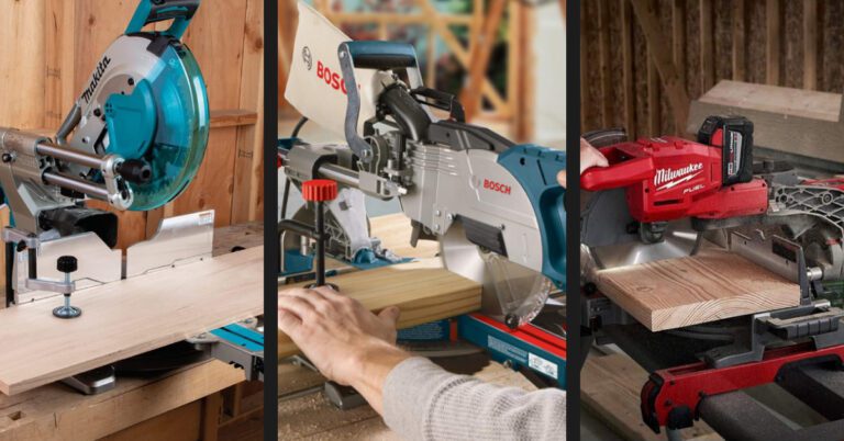 miter saws for trim product collage